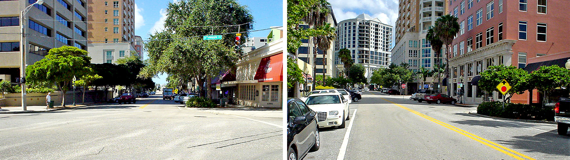 Two views of downtown Sarasota